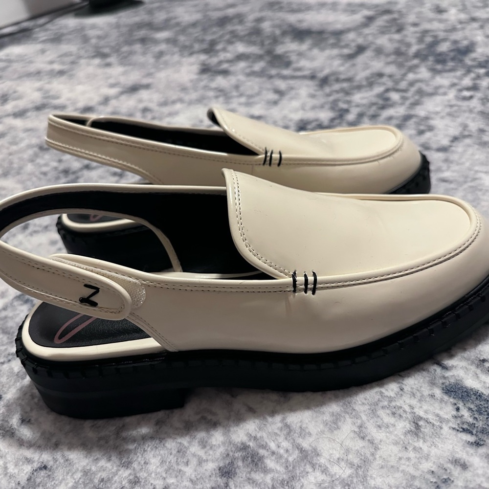 Cream Slingback Loafer Shoes
